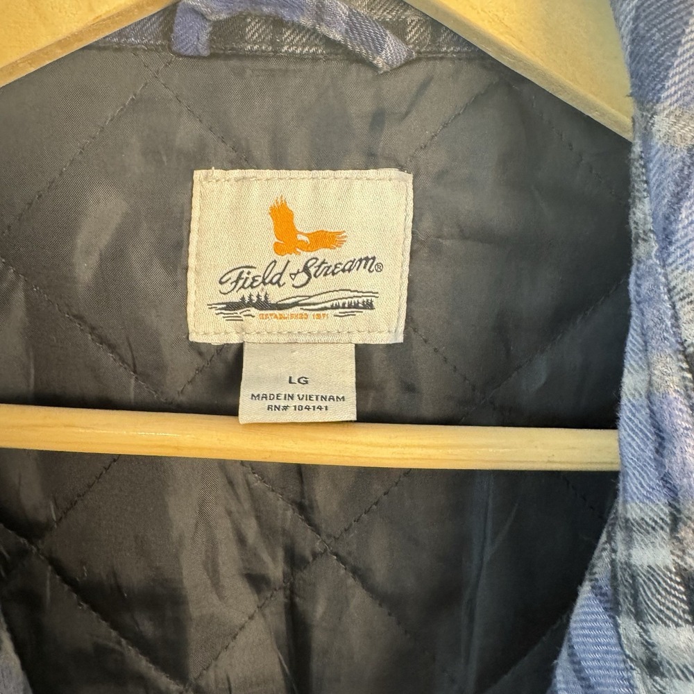 Field & Stream Men's Size Large Blue Flannel Shacket Quilted Lining Jacket - Picture 2 of 10